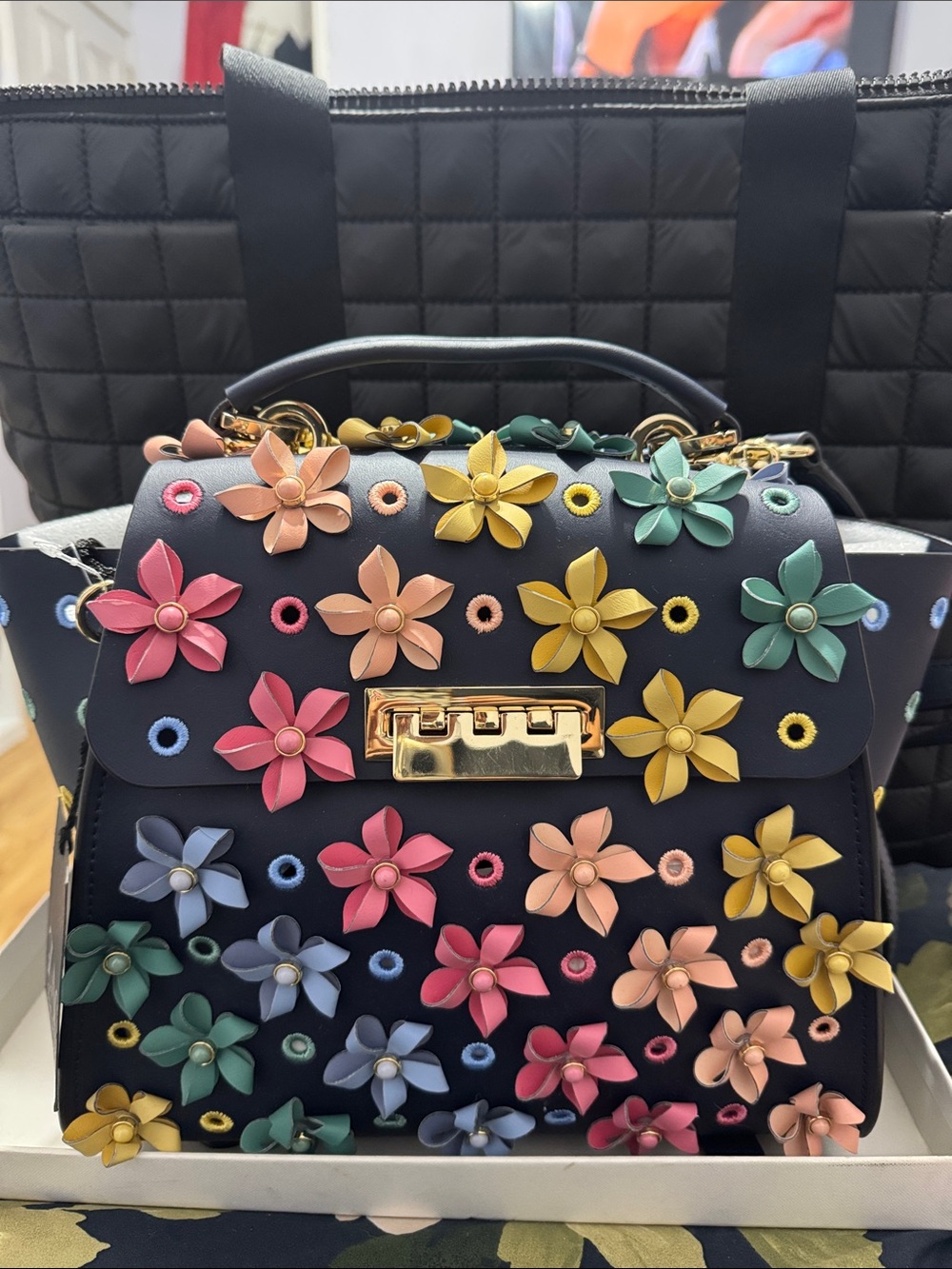 ZAC Zac Posen Eartha Floral 3-Way Convertible Leather Backpack